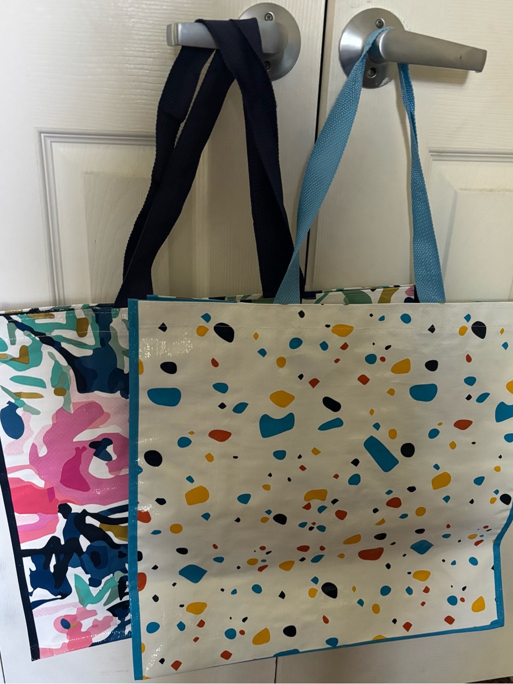 2 Reversible Patterned Tote Bags. New